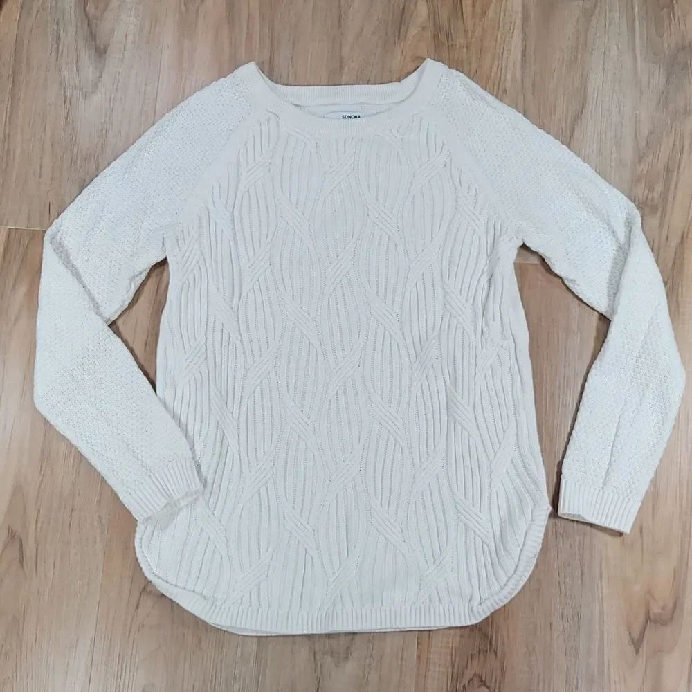 🔺️Sonoma White Textured Knit Long Sleeve Sweater Medium
